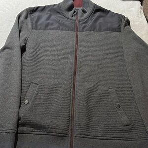 Gently Loved Gray & Burgandy  Zip-Up Sardin Quilted Jacket by Ted Baker London